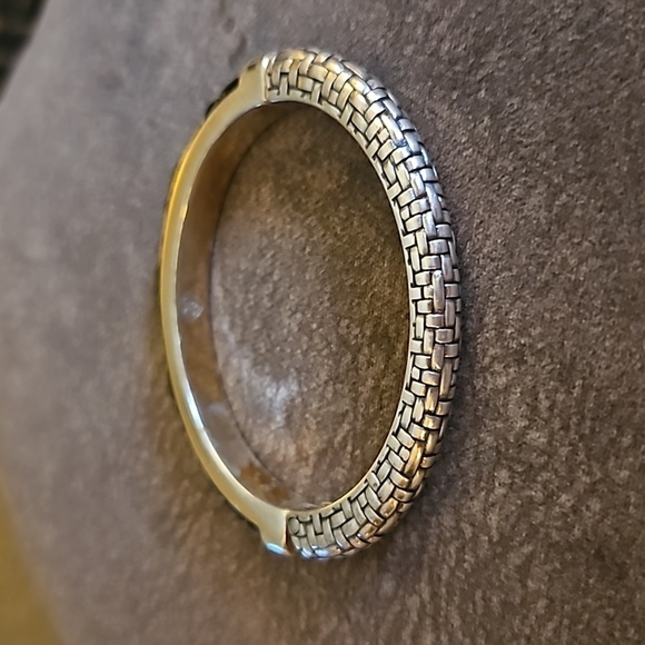 BRIGHTON Two-tone Black Braided Leather Talana Clamper Bracelet - Picture 4 of 7